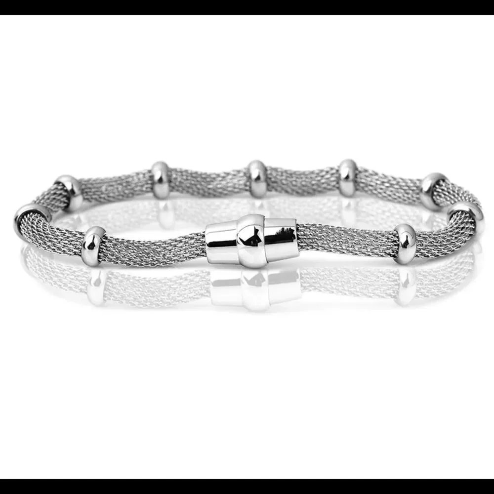 STAINLESS STEEL CABLE MESH BRACELET IN ROSE GOLD